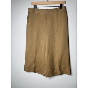 Banana Republic Capri Cropped Silk & Linen Contoured Fit Pants - Brown - Size 8